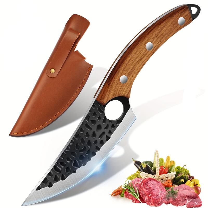 2PC Boning Knife and Mini Knife Sharp Kitchen Knife Stainless Steel Chef Knife Handmade Forged Knife Butcher Knife Wooden Handle