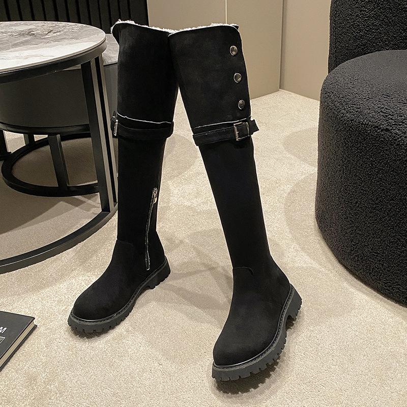 

2025 retro two-wear folded platform western boots autumn and winter new boots thick heel knee boots knight boots 35