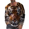 Tiger Graphic T Shirt Long Sleeve T-Shirt for Men Clothing Casual Tee Shirts Fashion 3D Animal Print Tops Vintage Men's Clothing