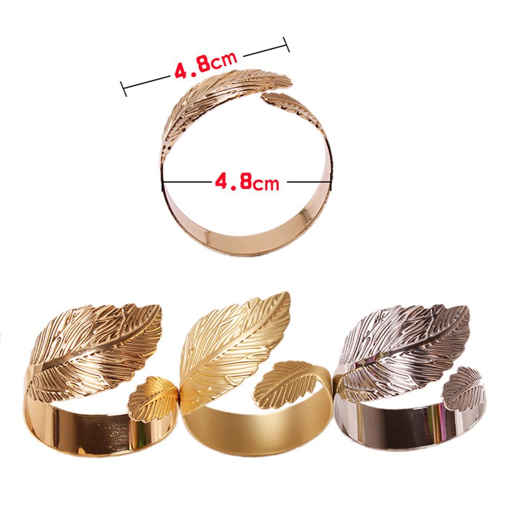 6pcs Leaves Feather Napkin Ring Buckle Holders for Wedding Party Festivals Dinner Table Decoration Gold Silver Rose Gold  2024