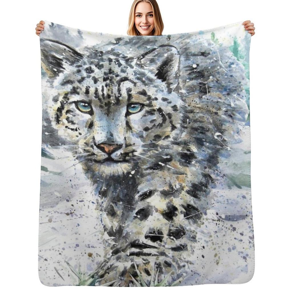 The Himalayan Snow Leopard Throw Blanket Durable Warm Blanket for Daily Home Use