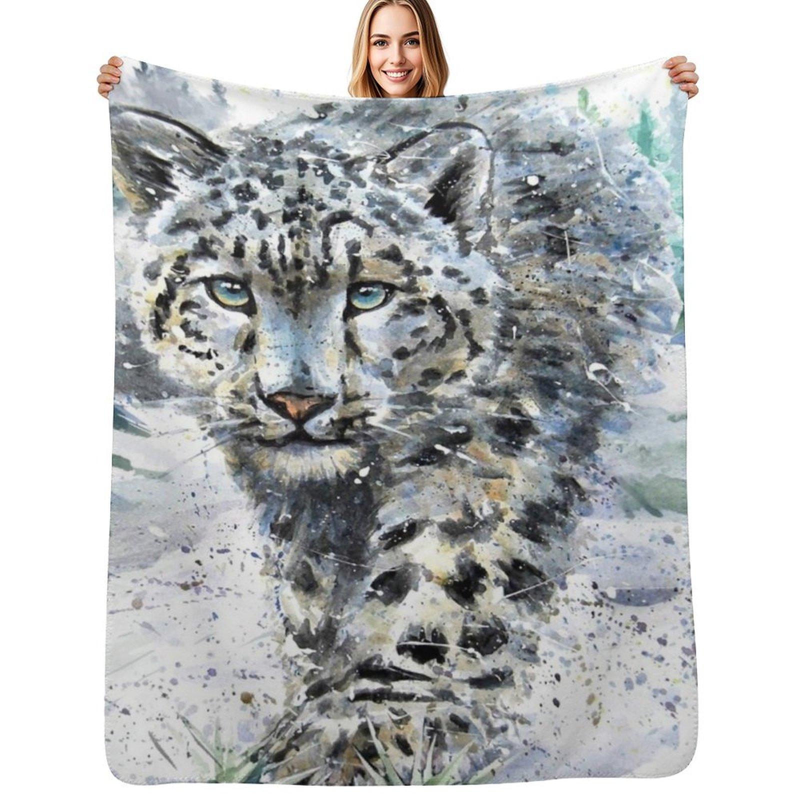 

The Himalayan Snow Leopard Throw Blanket Durable Warm Blanket for Daily Home Use 102x76cm(40x30in)