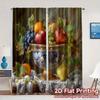2pcs, 2D FLAT PRINTING Curtains (Without Rod) Fruit Elegance Modern Curtain Fabric Machine Washable Fabric Curtains Holiday