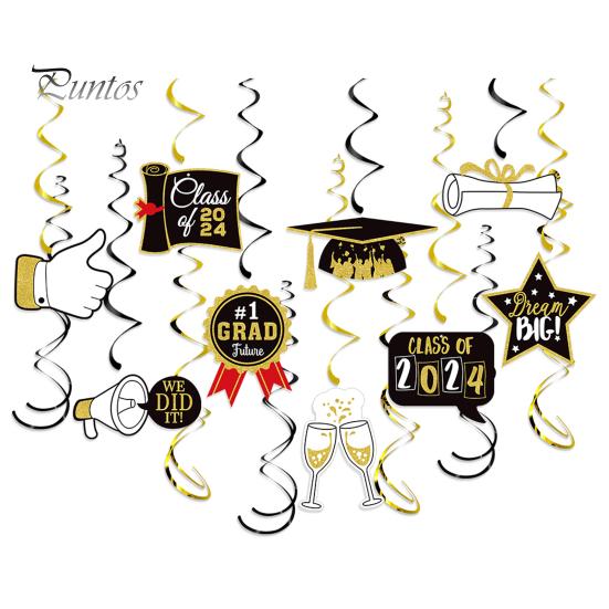

15 шт./компл., украшение для выпускной вечеринки 2024 года, выпускная шапка, значок в форме, поздравить выпускной, подвесное украшение для вечеринки, товары для вечеринки Sets
