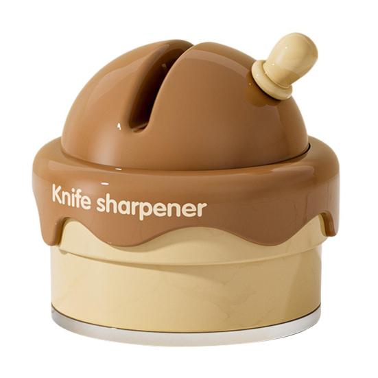 Yousheng Whetstone Ice Cream Shape Kitchen Sharpener ABS Ceramic Easy To Use Knife Scissor Sharpener Practical Tool