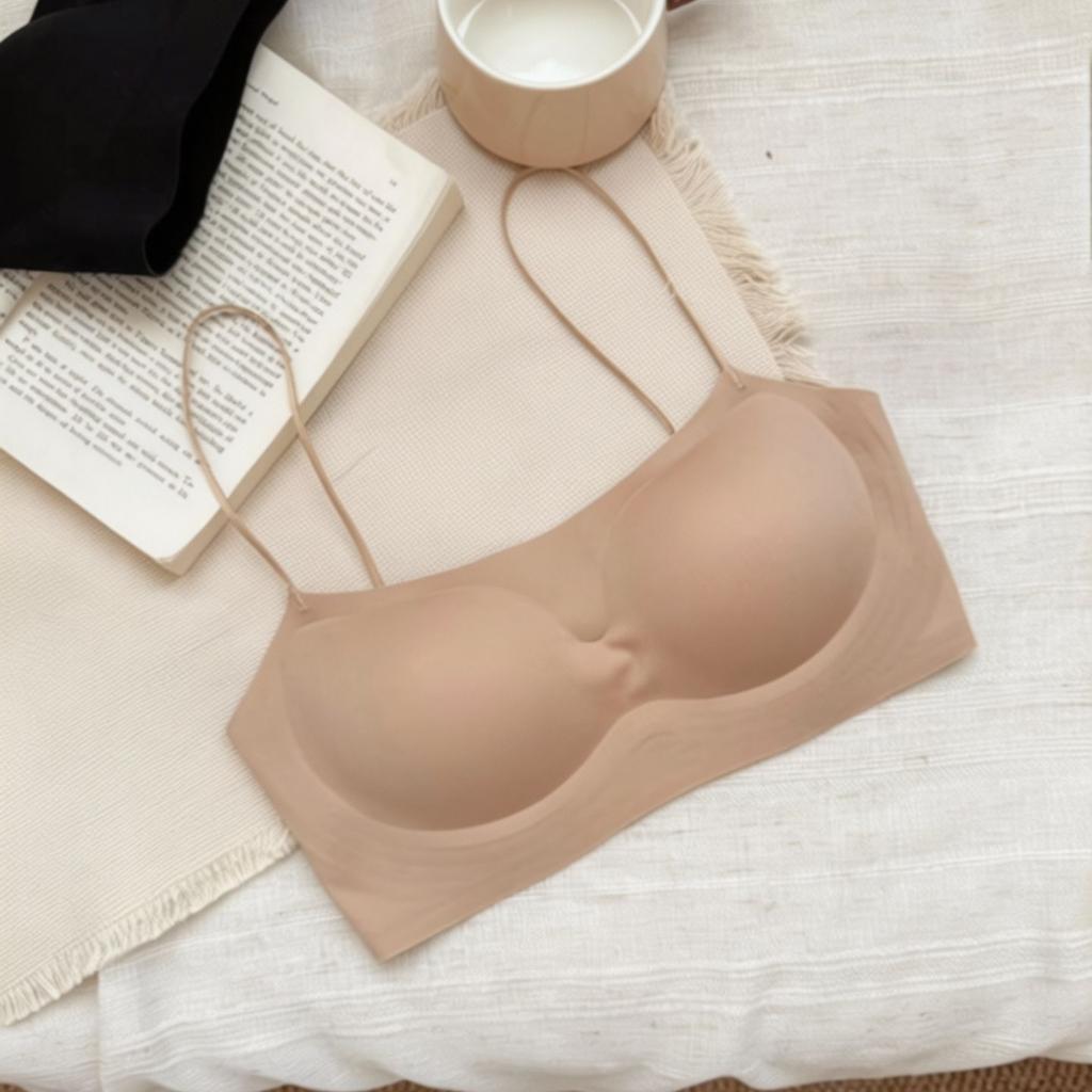 Traceless tube top underwear women's summer thin fixed cup gathering small chest thin vest bra