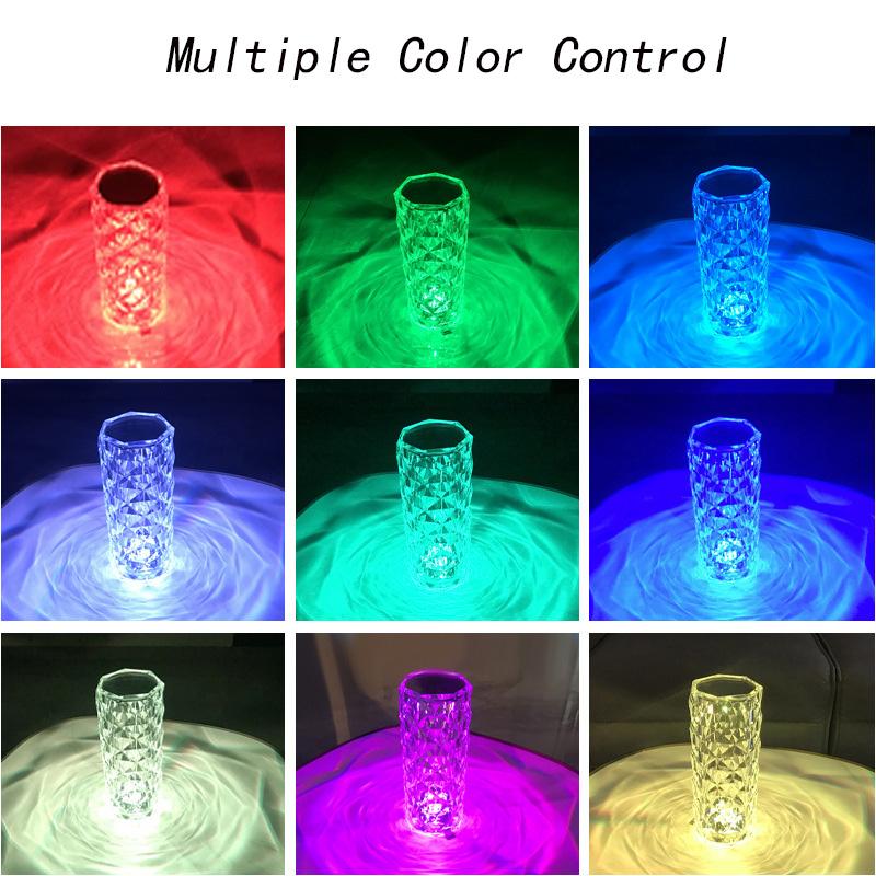 Modern Glass Crystal Table Lamp LED Rose Lights Indoor Lighting for Bedside Table LED Touch Control Night Light LED Desk Lamp