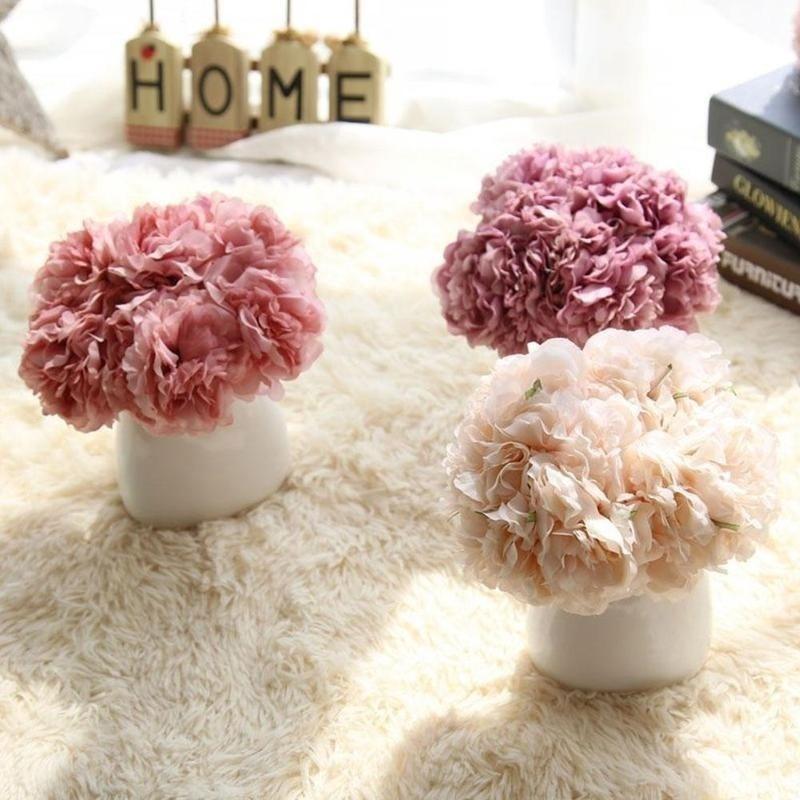 5tops / Bunch Simulation Peony Flower Bouquet To The Beam Simulation Flower Home Decoration Crafts W