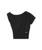 MISEKI SEOUL One Shoulder Sheer Knit Top Black