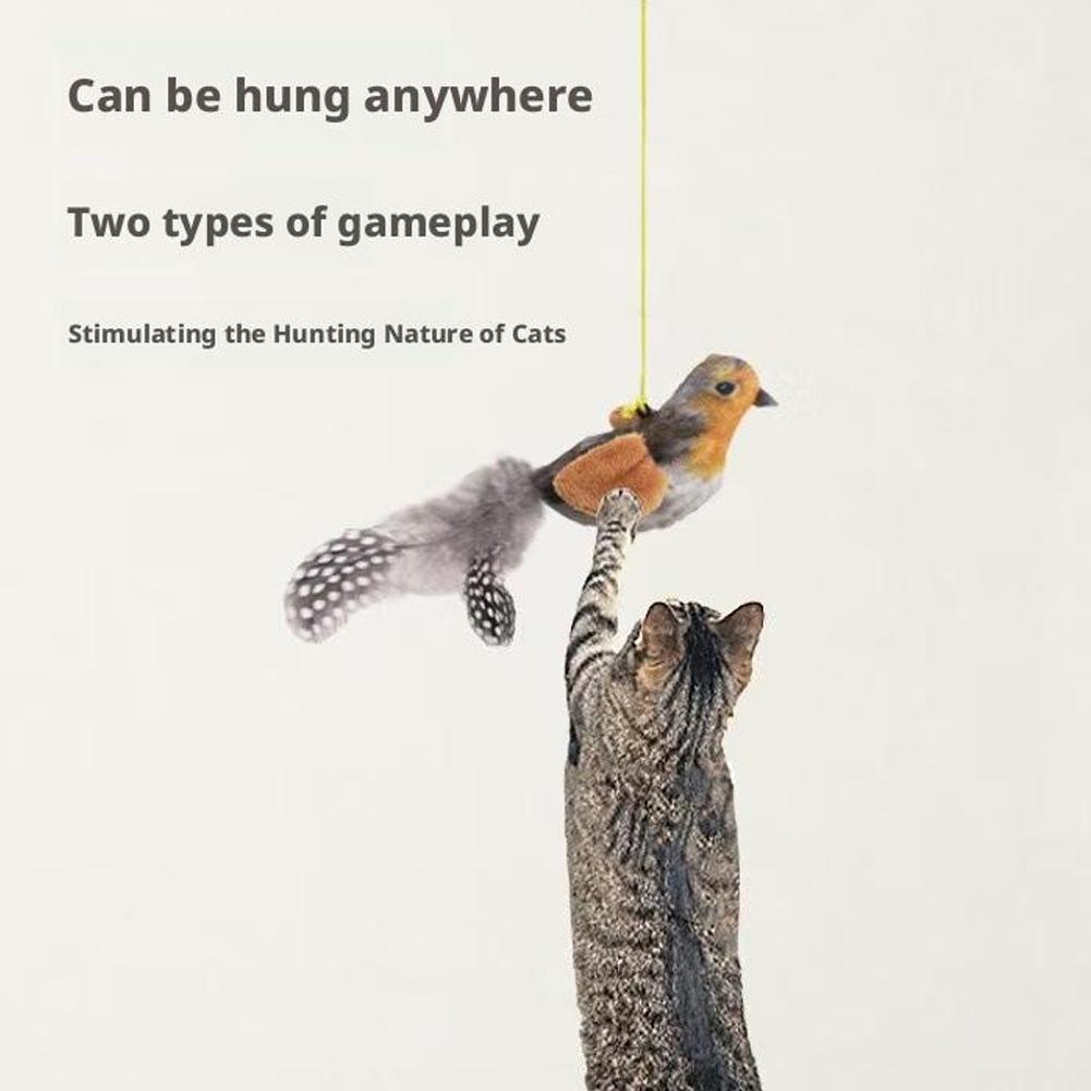 Physical Mechanical Sound Simulation Bird Bite Resistant Cat Toy Elasticity Chirp Igh Chirp Hig J0B3