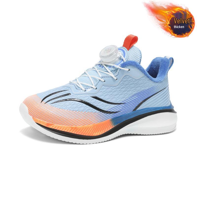 2025 Kids' Red Rabbit Winter Running Shoes: Warm, Lightweight, Velvet-Lined Leather Sneakers