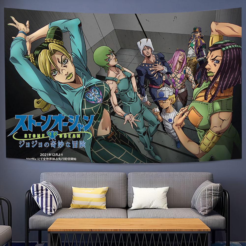 JoJos BBizarre AAdventure Anime Theme Tapestry Anime Hippie Wall Hanging Aesthetic Wall Decor for Dorm Bedroom