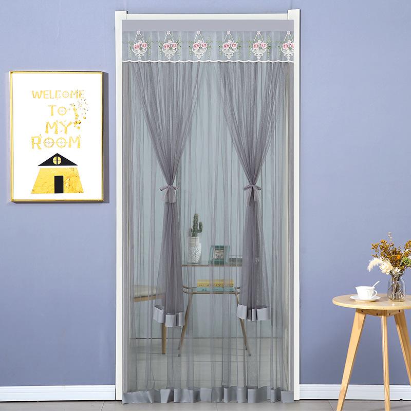 Lace Door Curtain: Anti-Mosquito, Insect-Resistant, Light-Filtering Mesh Partition for Bedroom & Kitchen, No-Punch Installation