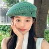 Vintage Hollowed Out Beret Hat Japanese Style Crochet Knitted Cap Elegant Weave Painter Hat  Spring