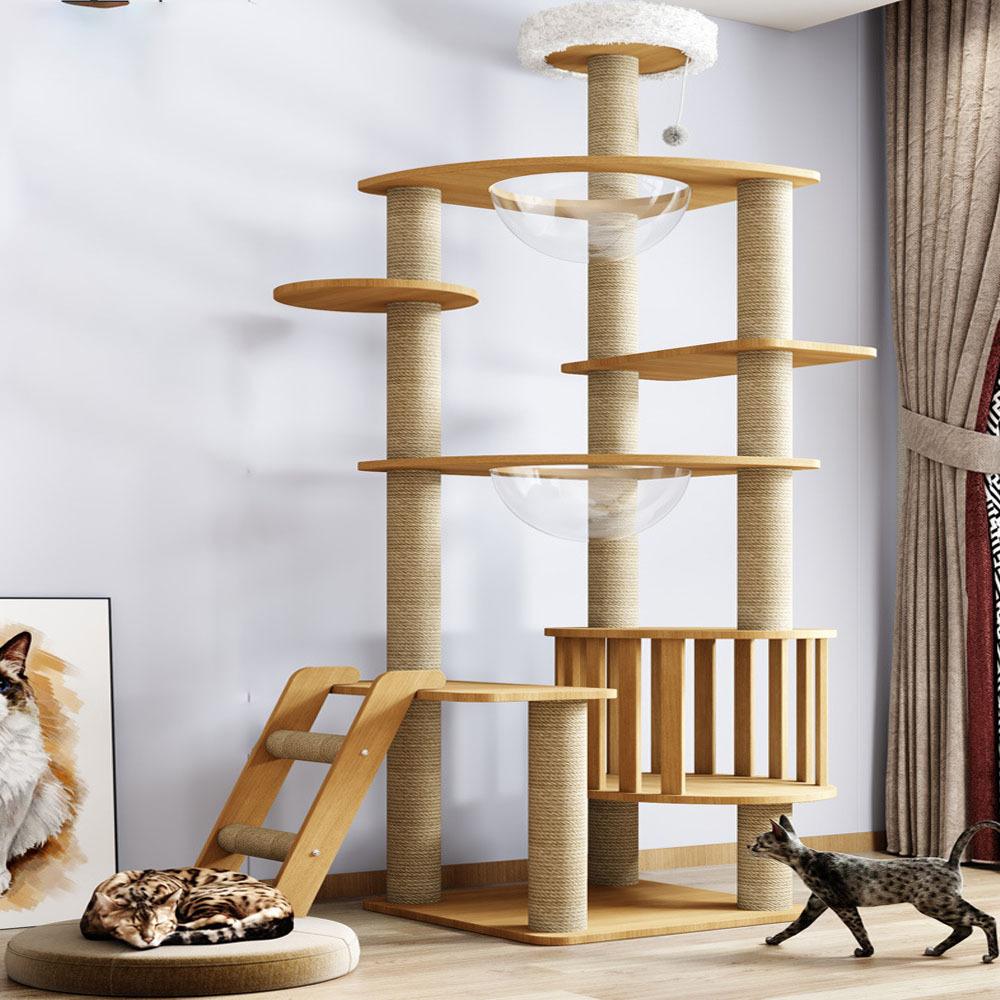 Multi-Level Cat Climbing Frame For Indoor With Scratching Posts Scratching Boards Perches Caves Large Cat Tree Tall Cats Tower