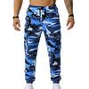 Men Sweatpants Camouflage Drawstring Elastic Waist Multi Pockets Streetwear Loose Ankle Tied Cargo Pants for Training Running Fitness