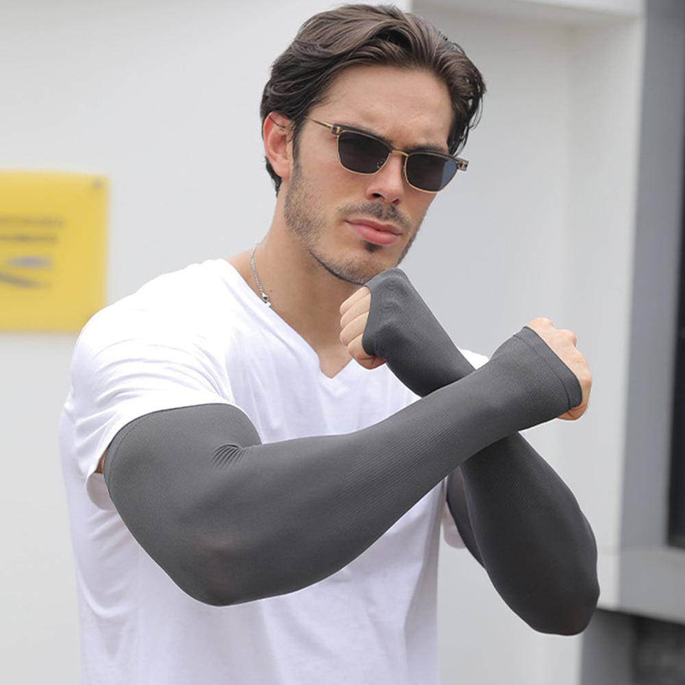Anti-Sonnenbrand-Ärmel, elastisch, für Herren und Damen, cooler Muff, Übergröße, Outdoor-Sport, Sonnenschutz, Fahrradärmel, UV-blockierende Ärmel, fingerlos