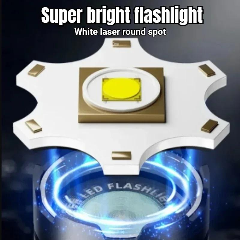 Powerful USB Rechargeable LED Flashlight Zoom Torch with Power Display Strong Light 100W Camping Emergency Lantern