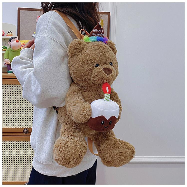 Fashion Cake Plush Teddy Bear Bag With Inner Phone Pocket For Casual Outings