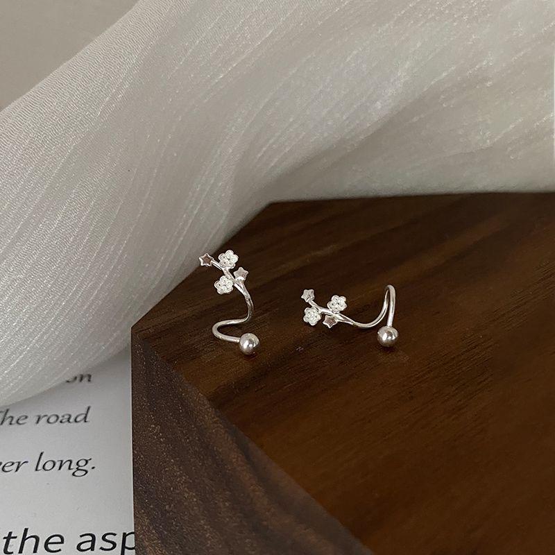 

Pure Silver 999 Ear-Caring Ear Rings Women s Star Flower Spiral Earrings Fancy Design Accessible Luxury Sterling Silver Earrings Star flower [spiral]]
