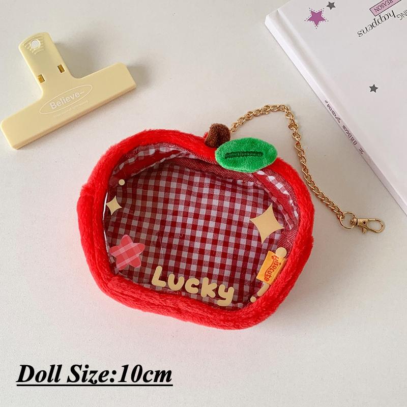

Мультяшная сумка для хранения кукол-звезд для демонстрации плюшевая красное яблоко ПВХ сумка для хранения с цепочкой 10 см организация кукол стиль INS оптом