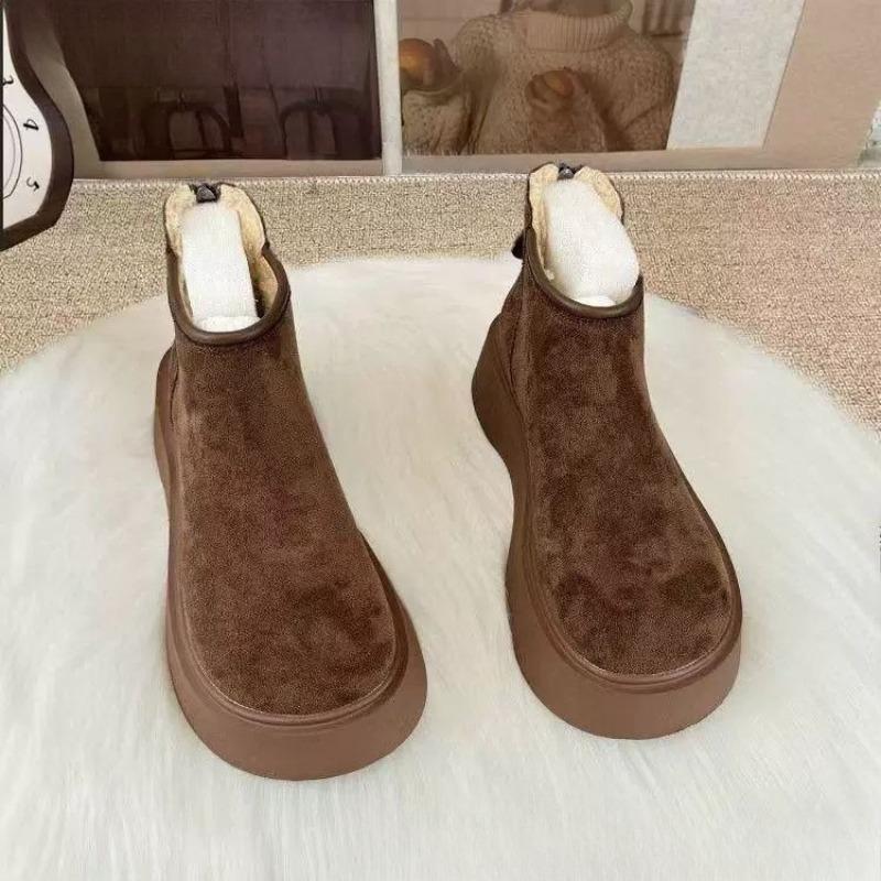 New Style Shoes: Thick-soled Snow Boots, Women's Shoes, Ankle Boots, Round-toed Casual Cotton Boots