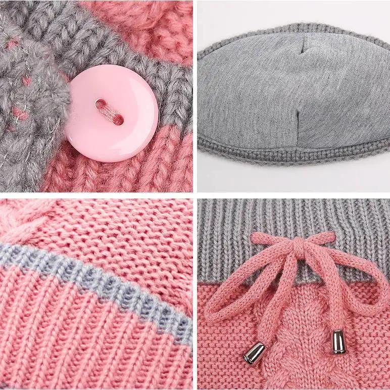 Woolen Hat Women's Winter Cute All-match Thickening Warm Cycling Knit Hat Plus Velvet Warm Hat Women