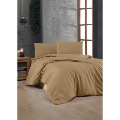 Bedding Set - 1 Duvet Cover 220 X 240 Cm + 2 Pillowcases 60 X 60 Cm - 100% Reinforced Cotton - Brown