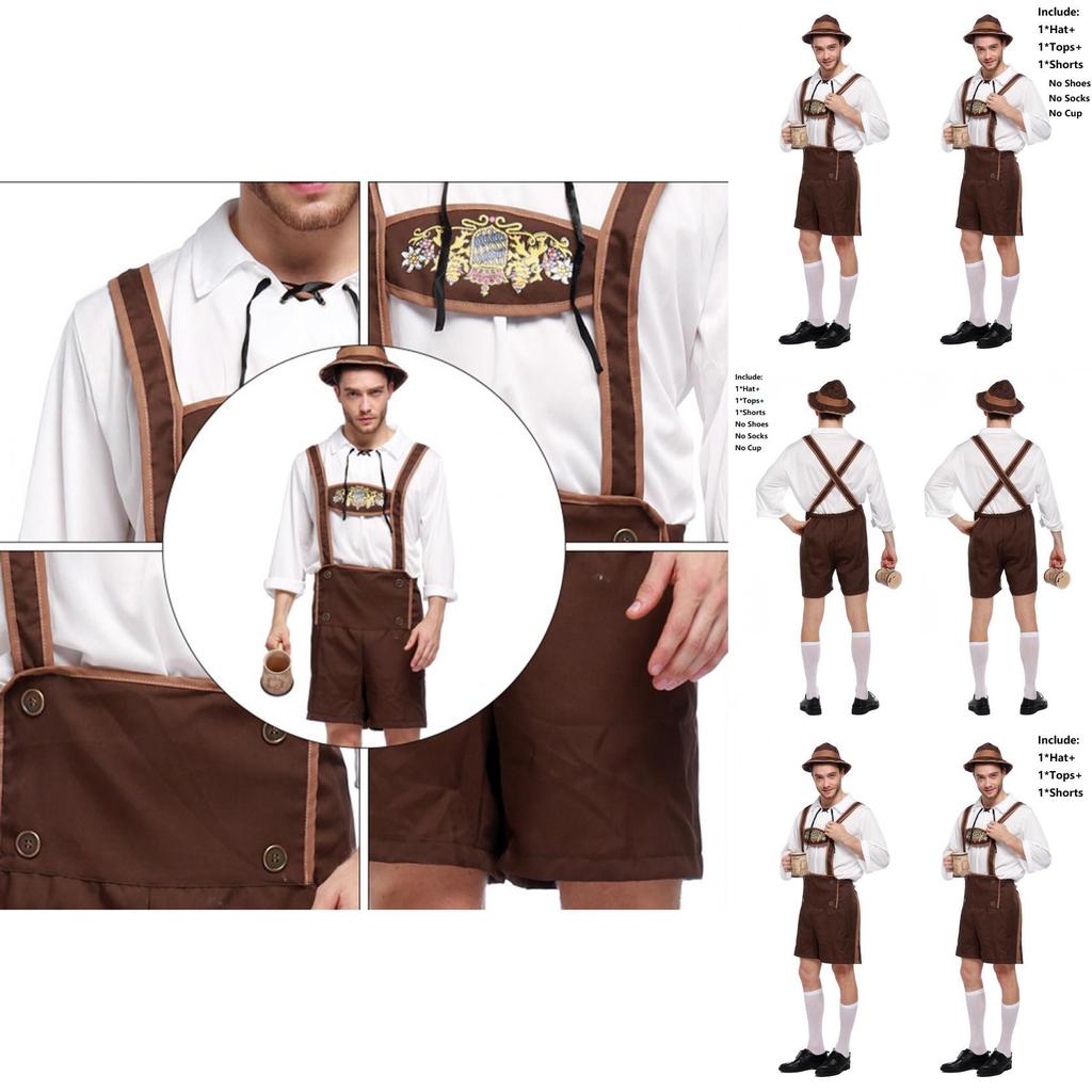 Trendy Men Oktoberfest Clothing Cosplay Outfit Complete With Hat And Suspenders Set
