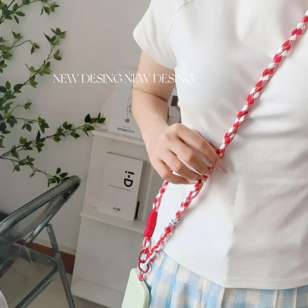 Dopaminový opletený šňůrka na telefon Nylonové crossbody závěsné lanko Telefonní přívěsek Příslušenství