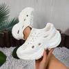 Fashion Women's Platform Vulcanized Shoes 2025 Summer Round Toe Hollow Lace-Up Sport Sandals for Daily Outdoor Ladies Casual Sneakers