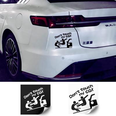 Funny Car Sticker "Don't Touch My Car!" - Reflective Warning Decal with Kung Fu Design (14cm)