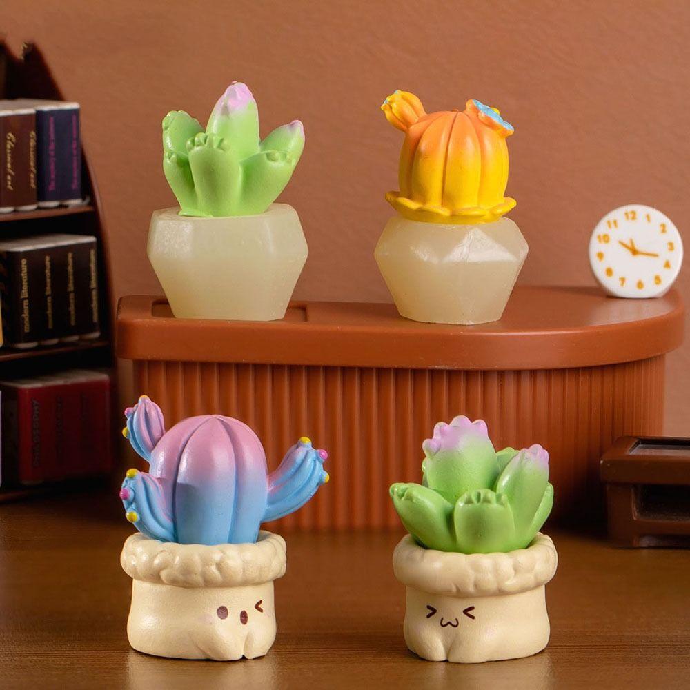 Multicolor Miniature Cactus Bonsai Resin Simulation Succulents Potted  Party Festival