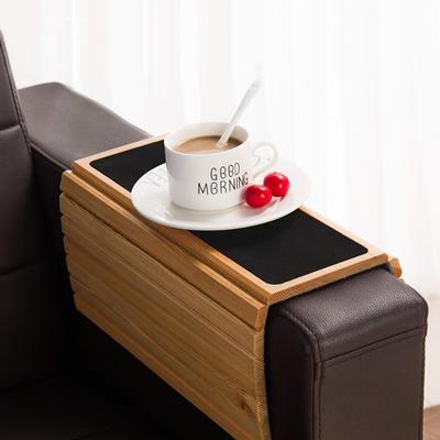 Natuurlijke Bamboe Sofa Dienblad Tafel Bank Bekerhouder Armleuning Dienblad Opvouwbaar Antislip Bank Arm Afneembaar Multifunctioneel