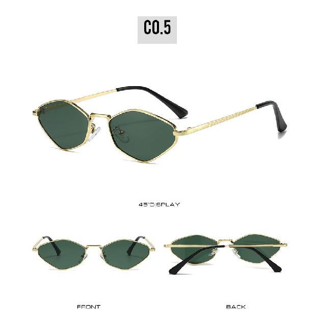 Polygonal sunglasses, high-end, small frame design, stylish metal sunglasses, trendy eyewear for both men and women, runway style