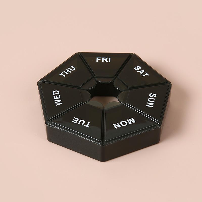 Compact Octagonal 7-Grid Transparent Pill Organizer - Dustproof, Portable, and Colorful