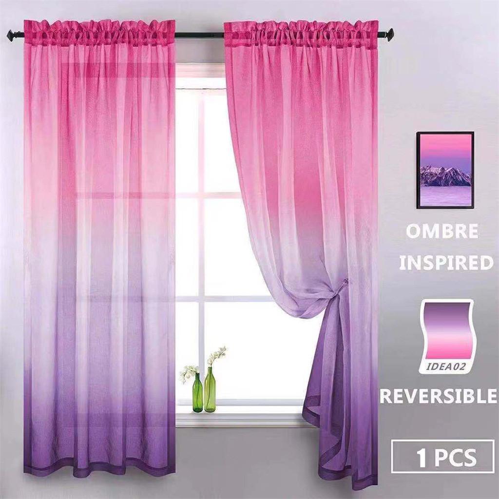 Gradient Color Tulle Door Window Curtain Drape Panel Sheer Scarf Valances 1PC