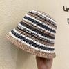Spring and Summer Knitted Bucket Hat Color Matching Shows the Face Small Seaside Vacation Sunshade Anti-sun Hat Bucket Hat Tide