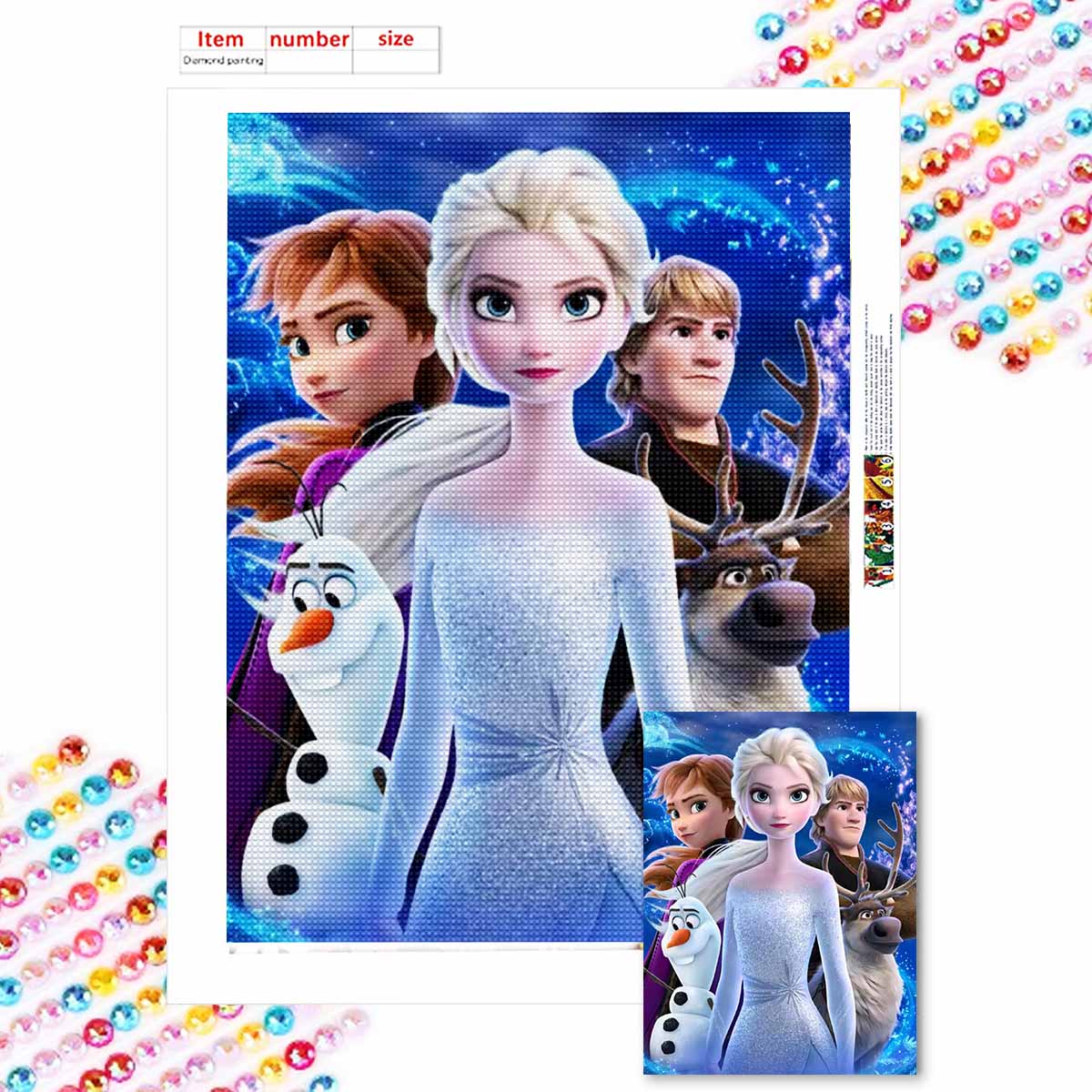 

DIY Diamond Painting Elsa, Anna and Olaf Cross Stitch Kit Mosaic Art Diamond Painting Full Circle Diamond Home Decoration Round 20x30cm