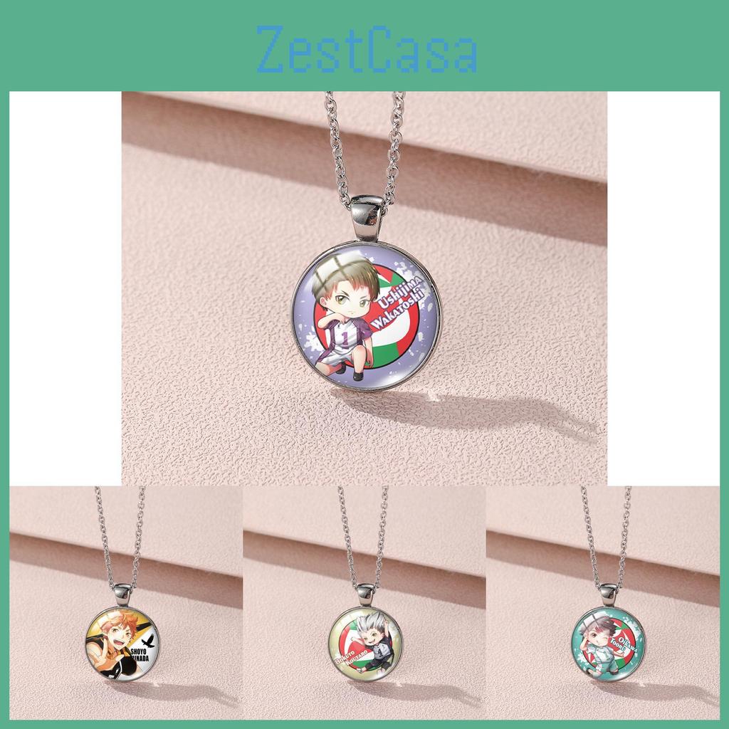 Trendy Anime Themed Necklace With Hinata Shoyo Gemstone Pendant Perfect For Sports Lovers