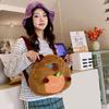 Soft Capybara Shoulder Bag Cute Cartoon Doll Backpack School Bag Plush Capybara Daypack  Girls
