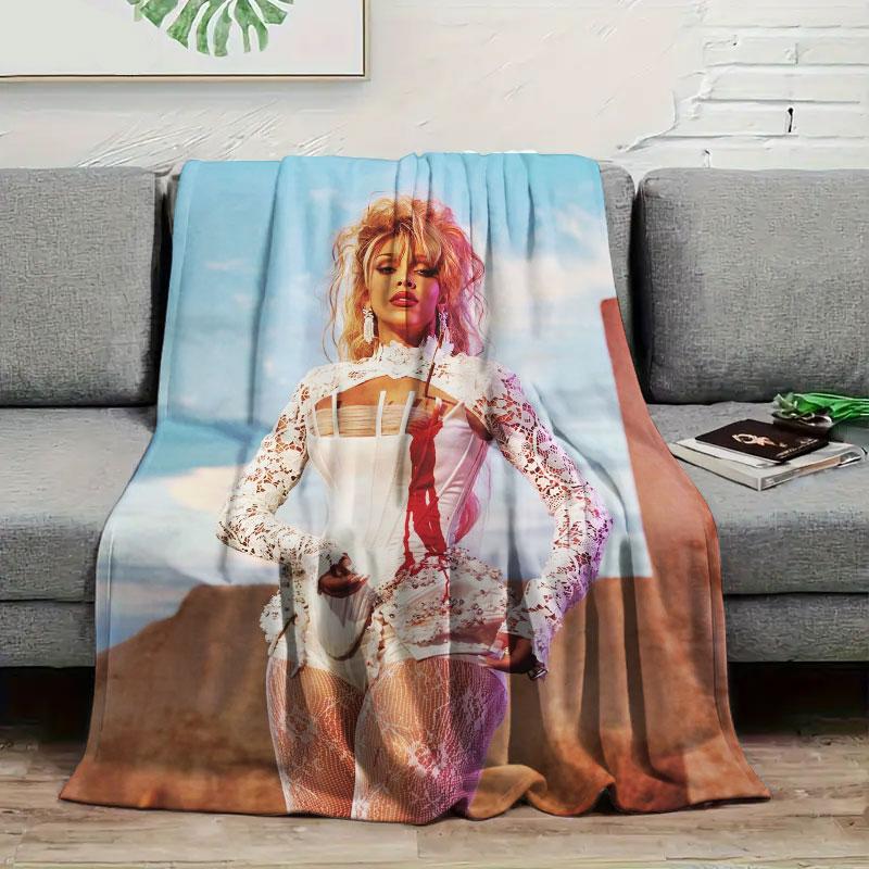 1Pc Dojacatvie Print Flannel Blanket, High quality Comfortable for All Seasons, Warmth and Comfort, Perfect for Christmas Gifts