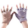 Halbfinger-Flip-Handschuhe Winter Wolle gestrickte Handschuhe Touchscreen verdickt warm und kältebeständig Schüler Reiten weiblich Winter Finger
