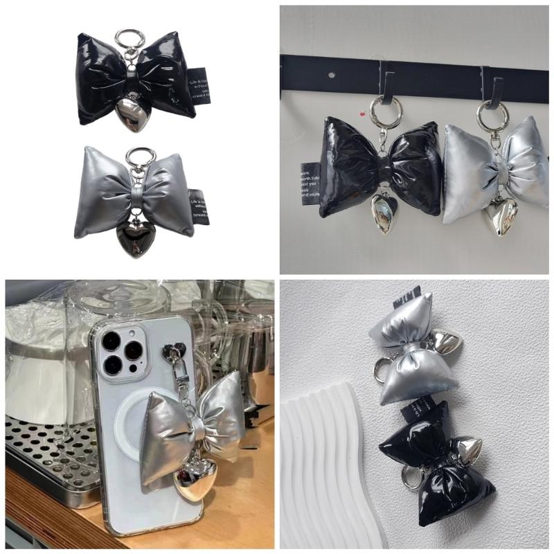Bowknot Heart Phone Charm Detachable Bow Phone Lanyard Ornament Wrist Straps