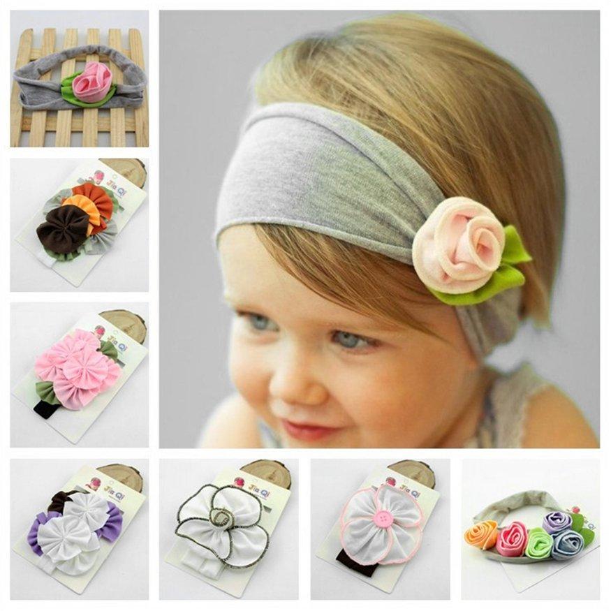 Baby-Kleinkind Stirnbänder Mit Chiffon-Blume & Perlen – Elastisch, Weich (Größe 40-48 Cm) | Für Mädchen, Fotoshootings & Besondere Anlässe