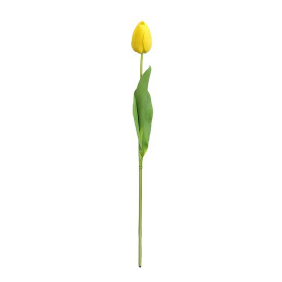 Artificial Tulip with Green Leaves Realistic Fake Flower Stem Wedding Party Table Centerpiece Indoor Outdoor Faux Bloom Decoration