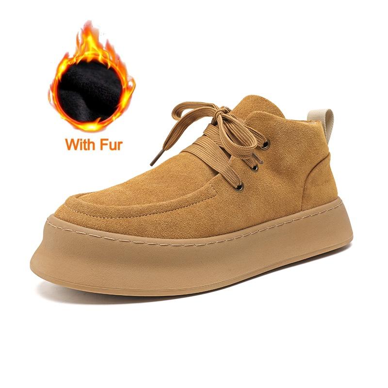 Fashion Men Suede Thick Soled Office Walking Shoes Soft Soled Genuine Leather Shoes Round Toe Flat Designer Antiskid Oxford Shoes2025New