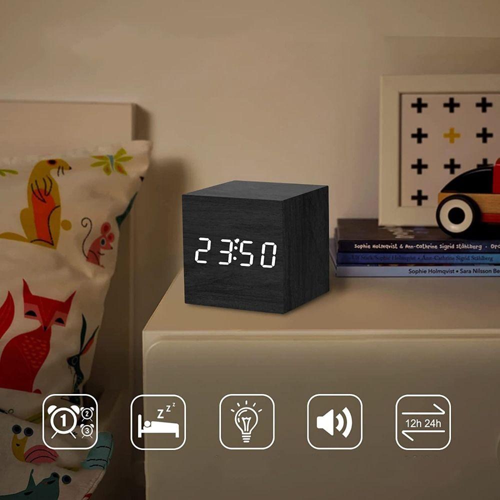 Retro Glow Clock Wood Desk Clock Decoration Supplies Digital LED Alarm Clock Home