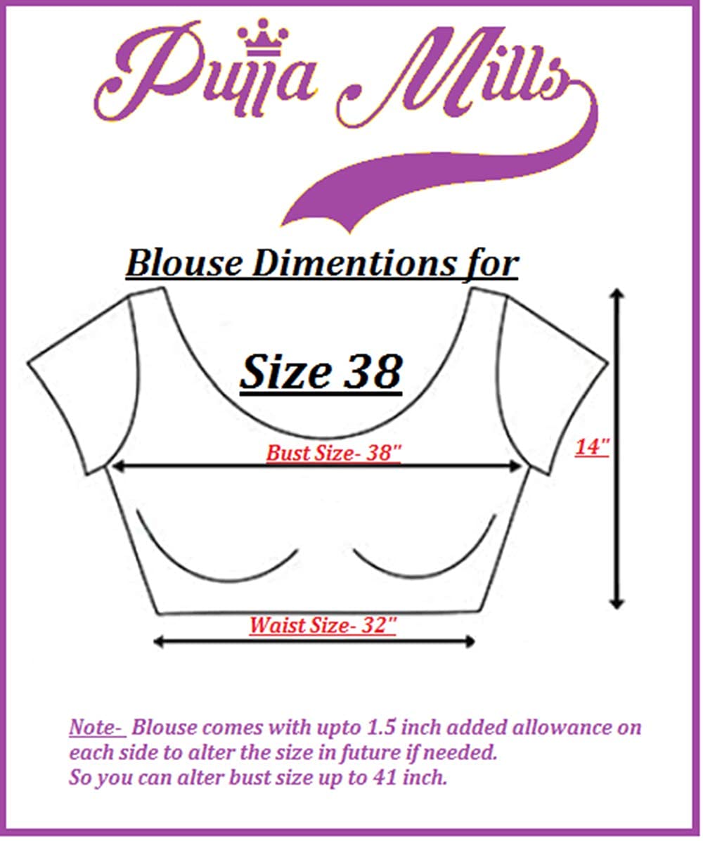 

Pujia Mills Women s Phantom Silk Elephant Half Sleeve Saree Blouse (Gold, 38) 38 золотой