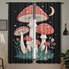 2pcs Whimsical Mushroom Print Curtains - Easy-Hang Rod Pocket Design, Semi-Transparent Polyester for Bedroom, Office, Kitchen &